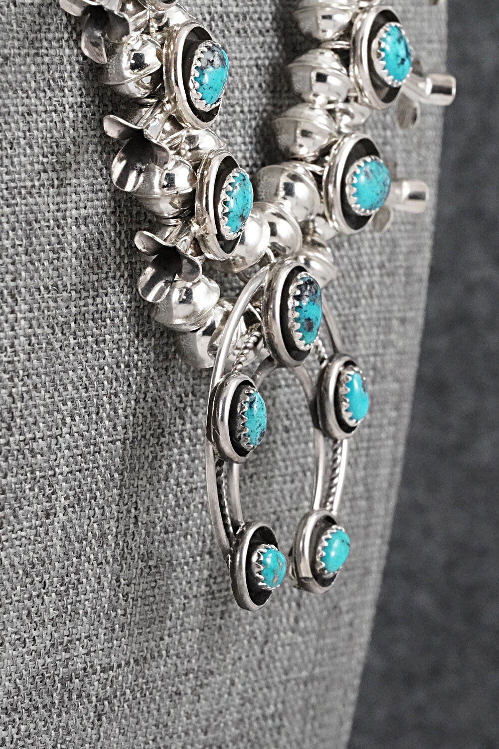 Turquoise & Sterling Silver Squash Blossom Set - Phil Garcia