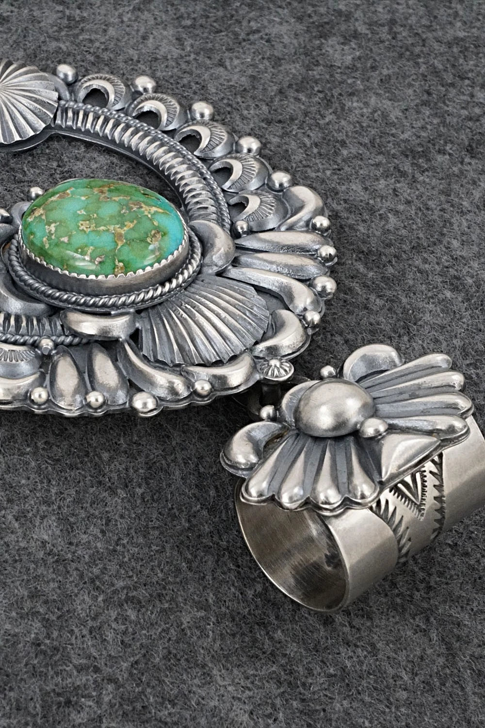 Turquoise & Sterling Silver Naja Pendant - Delbert Gordon