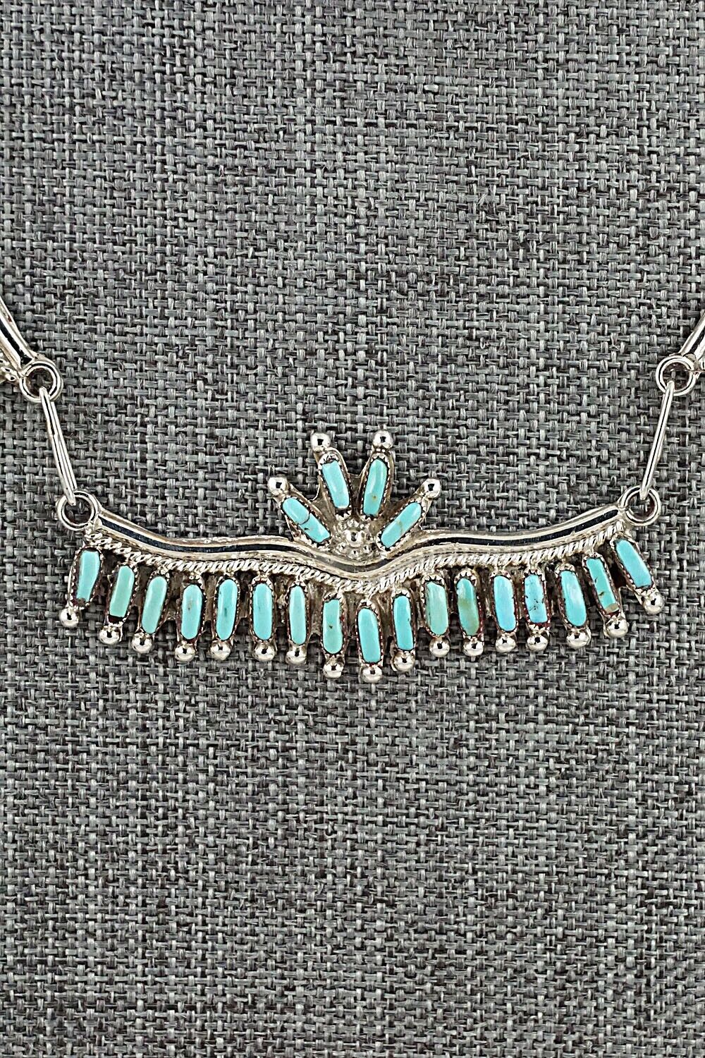 Turquoise & Sterling Silver Necklace and Earrings Set - Veronica Yawakia