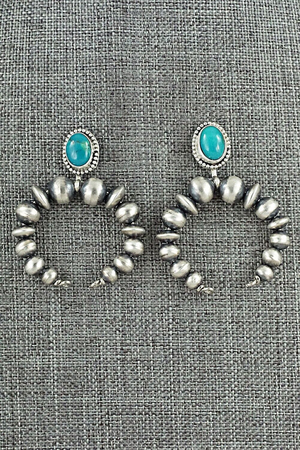 Turquoise & Sterling Silver Navajo Pearl Earrings - Grace Kenneth