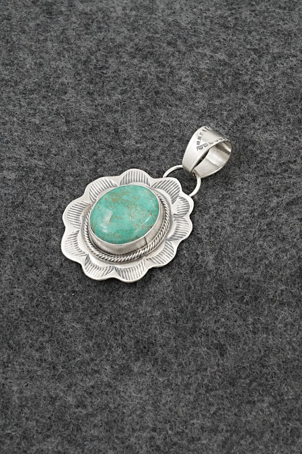 Turquoise & Sterling Silver Pendant - Cordell Platero