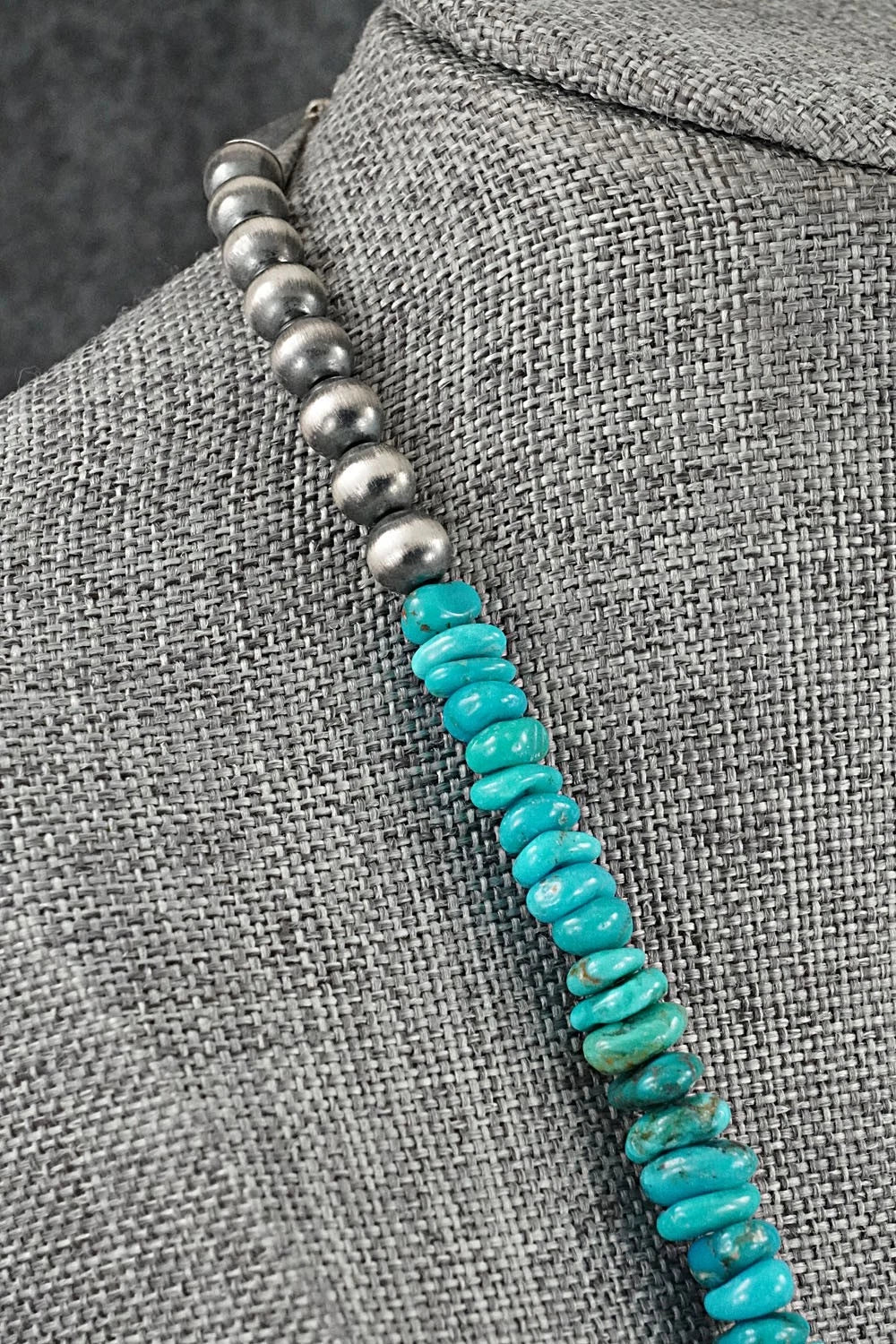 Turquoise & Sterling Silver Necklace 22" - Doreen Jake