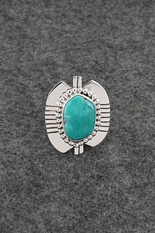 Turquoise & Sterling Silver Ring - Randy Billy - Size 9 Adj.