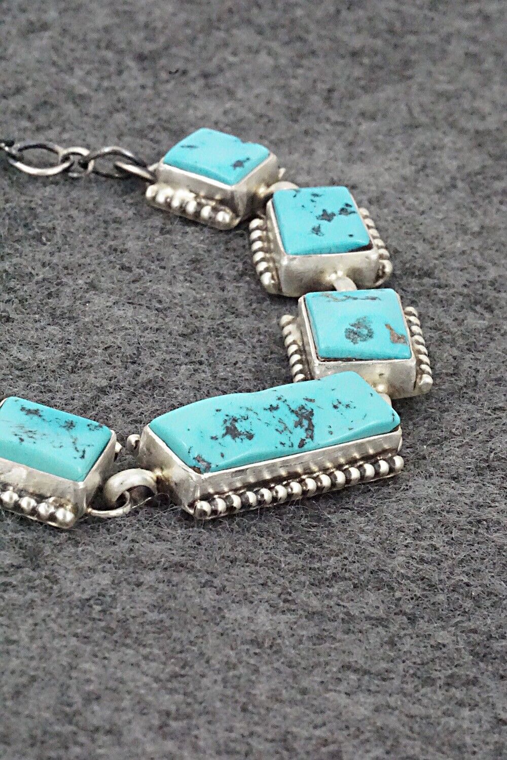 Turquoise & Sterling Silver Link Bracelet - Darrin Livingston