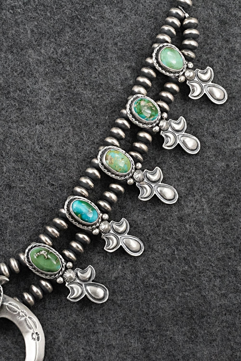 Turquoise & Sterling Silver Squash Blossom Set - Adrienne Gordon