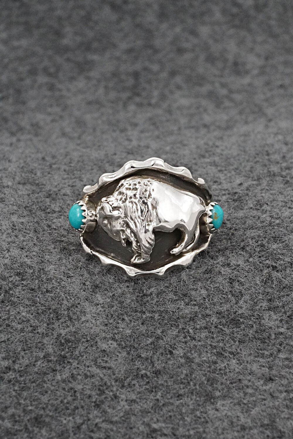 Turquoise & Sterling Silver Ring - Genevieve Francisco - Size 12