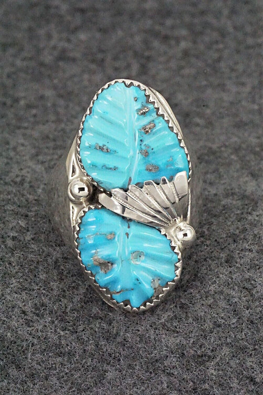 Turquoise & Sterling Silver Ring - Lyolita Tsattie - Size 13.5