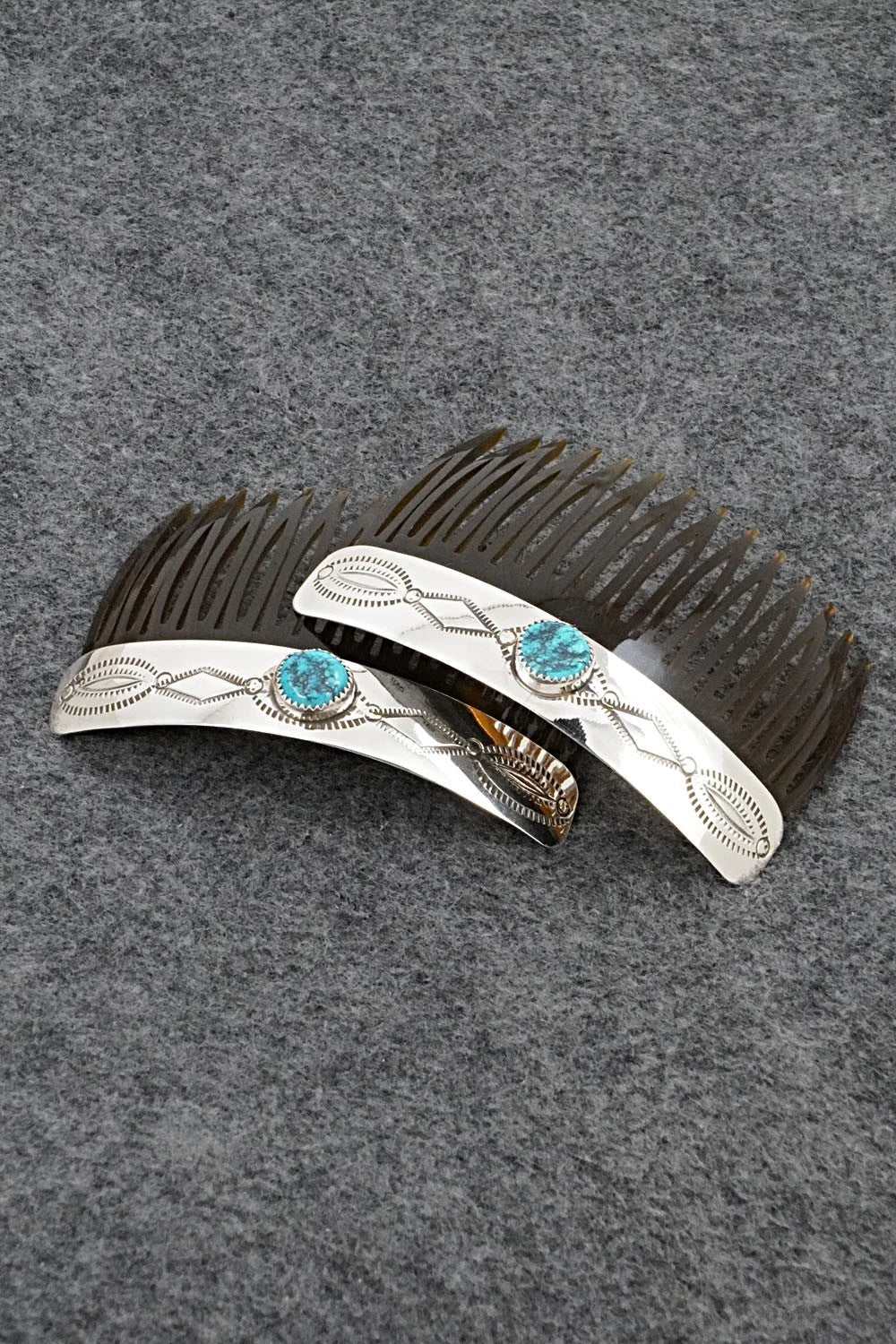 Turquoise & Sterling Silver Hair Combs - Joann Silver
