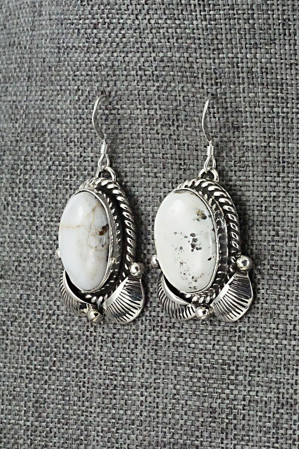 White Buffalo & Sterling Silver Squash Blossom Set - Vernon Johnson