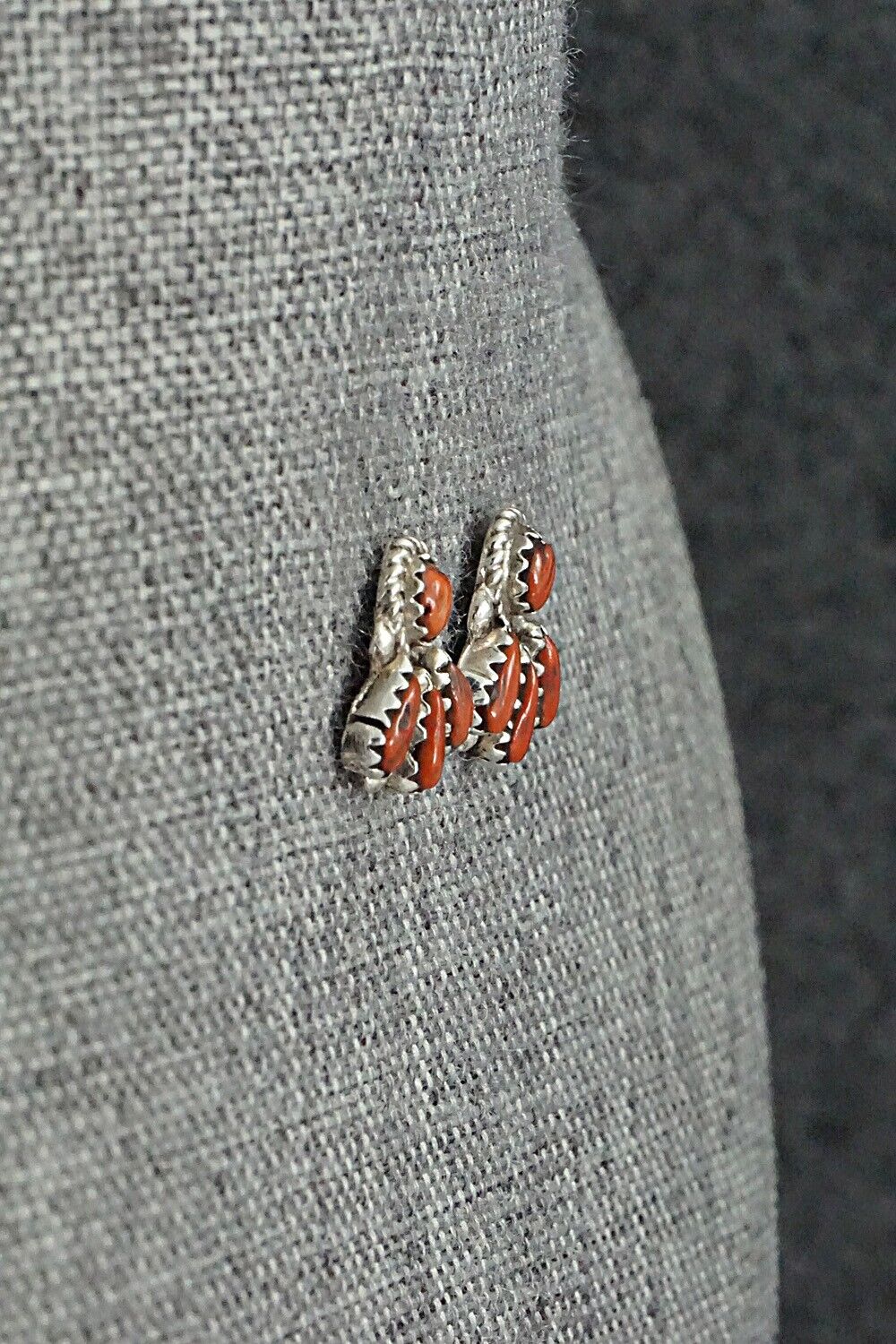 Coral & Sterling Silver Earrings - George Gasper