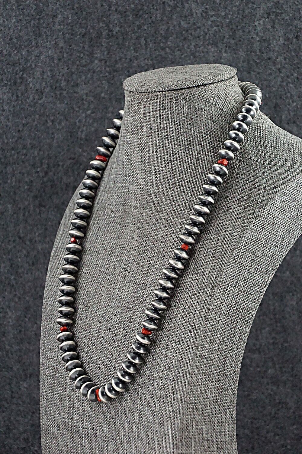 Coral & Sterling Silver Navajo Pearl Necklace - Tonisha Haley
