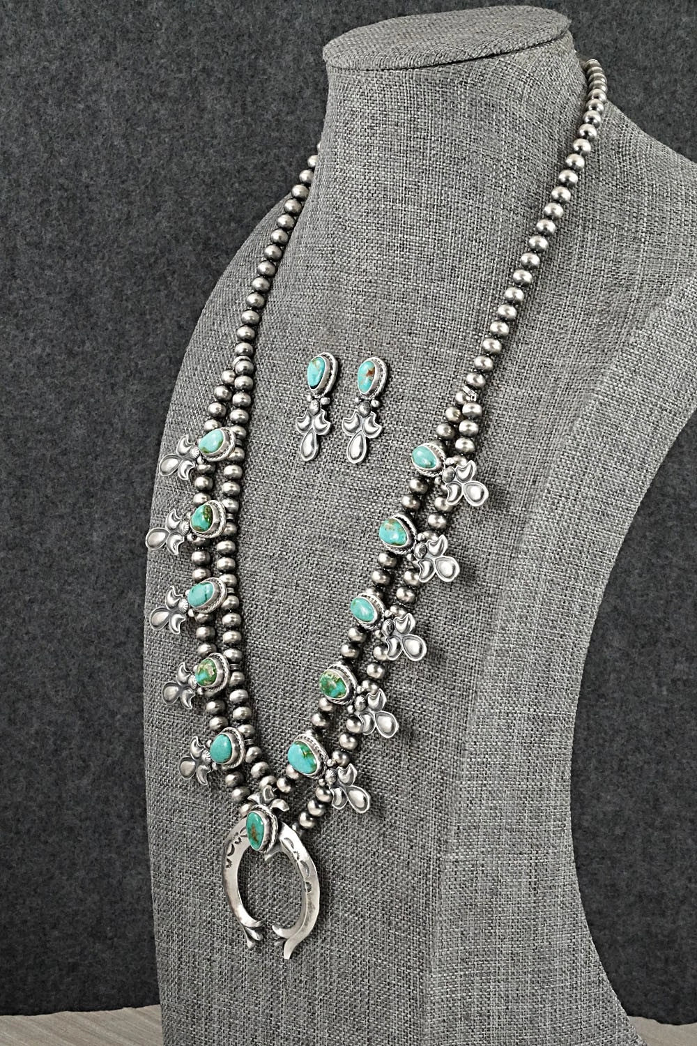 Turquoise & Sterling Silver Squash Blossom Set - Adrienne Gordon
