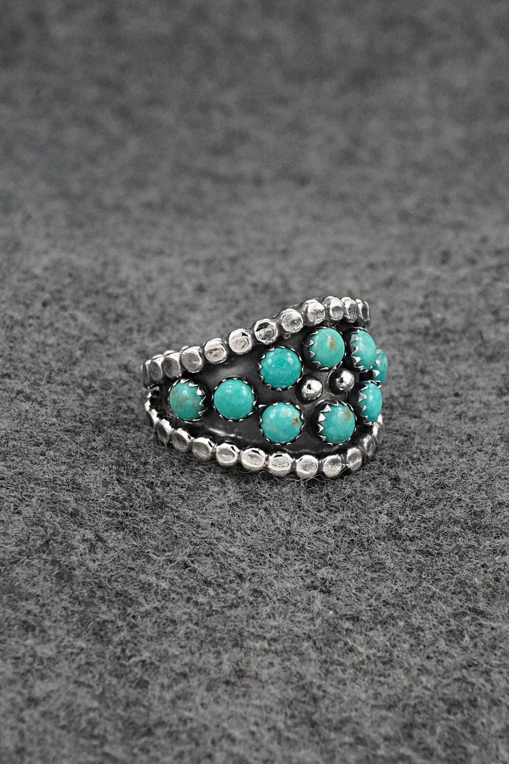 Turquoise & Sterling Silver Ring - Kenny Lonjose - Size 8.5