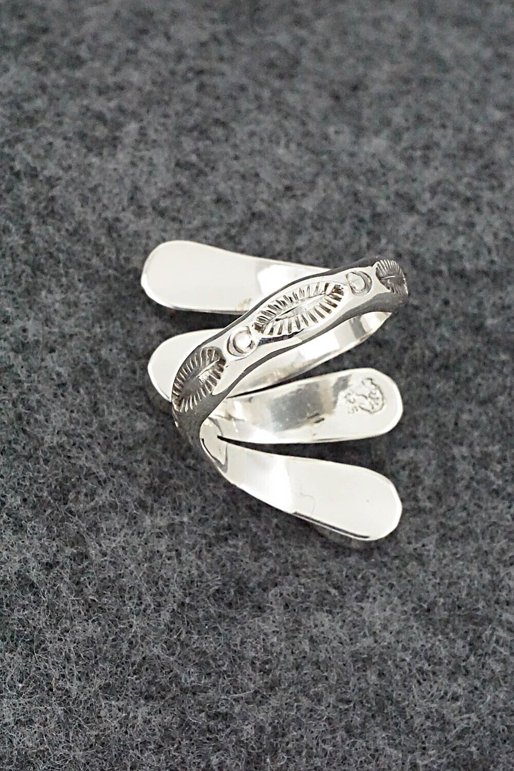 Coral & Sterling Silver Ring - Thomas Yazzie - Size 7.5