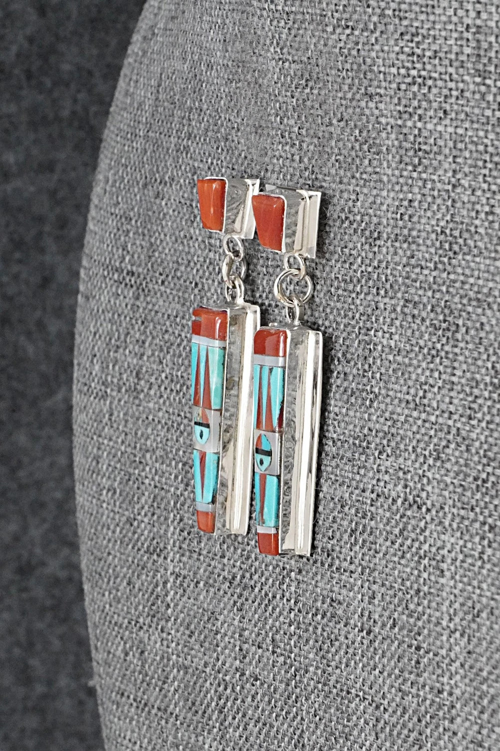 Multi-Stone & Sterling Silver Inlay Earrings - Rayland Edaakie