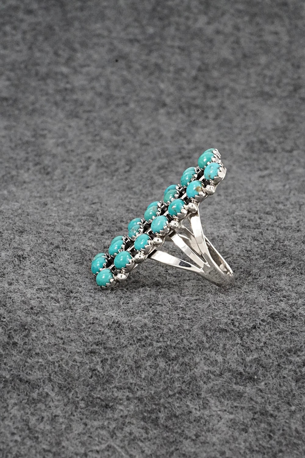 Turquoise & Sterling Silver Ring - Kenny Lonjose - Size 7.75