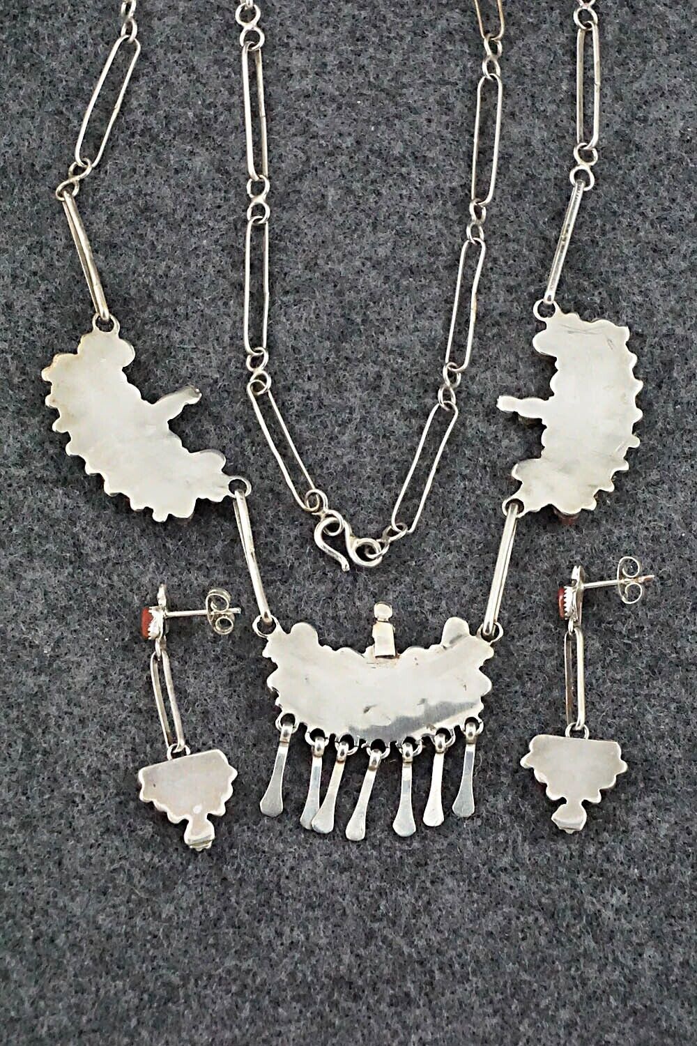 Coral & Sterling Silver Necklace Set - Florine Beyuka