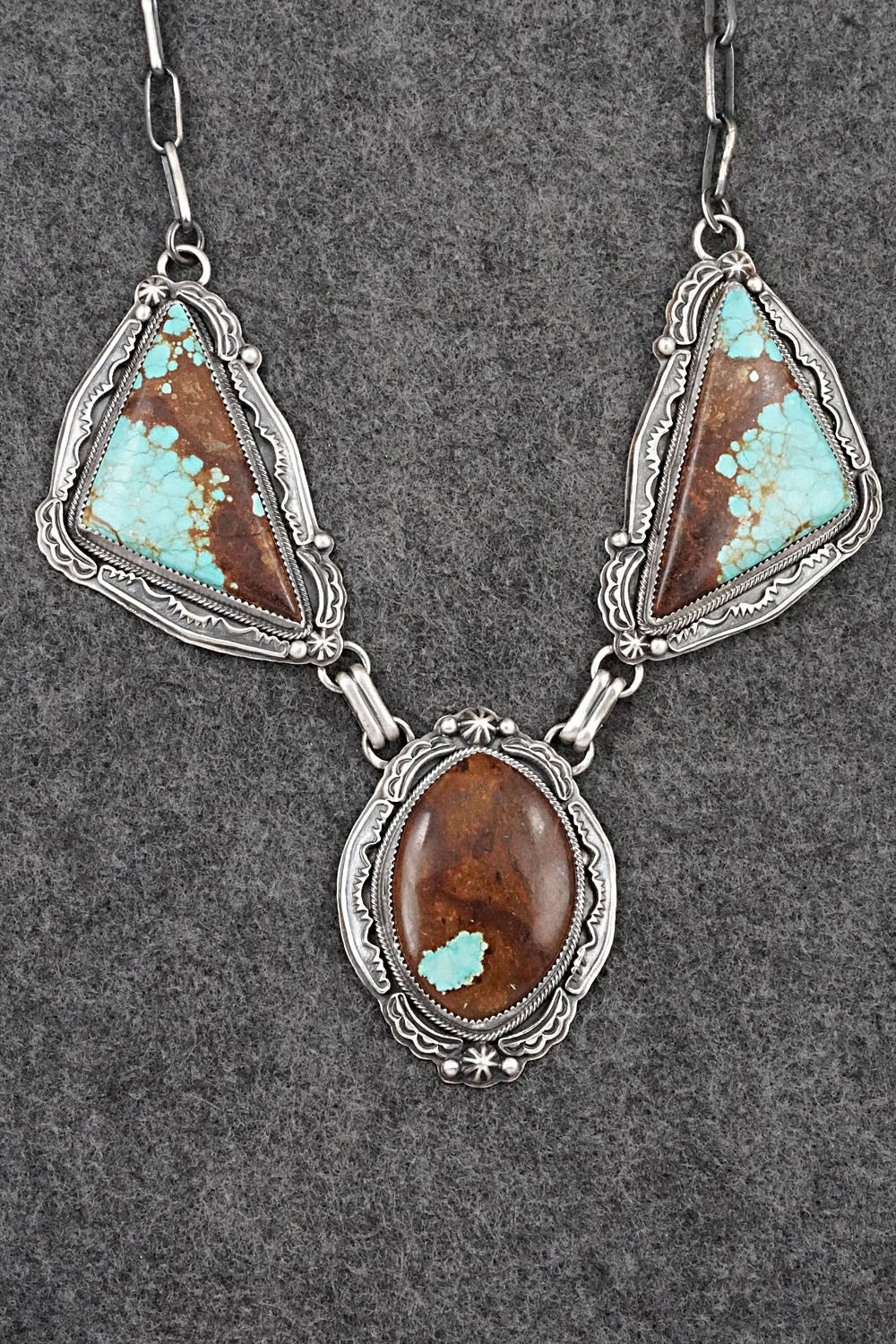 Turquoise & Sterling Silver Necklace and Earrings Set - Randy Boyd