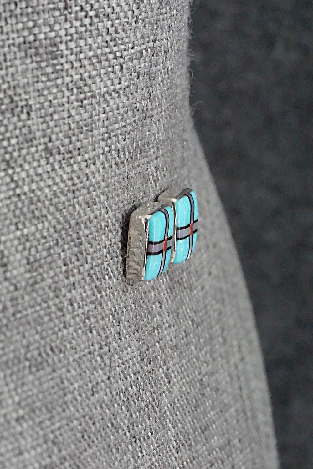 Multi-Stone & Sterling Silver Inlay Earrings - Curley Luarkie