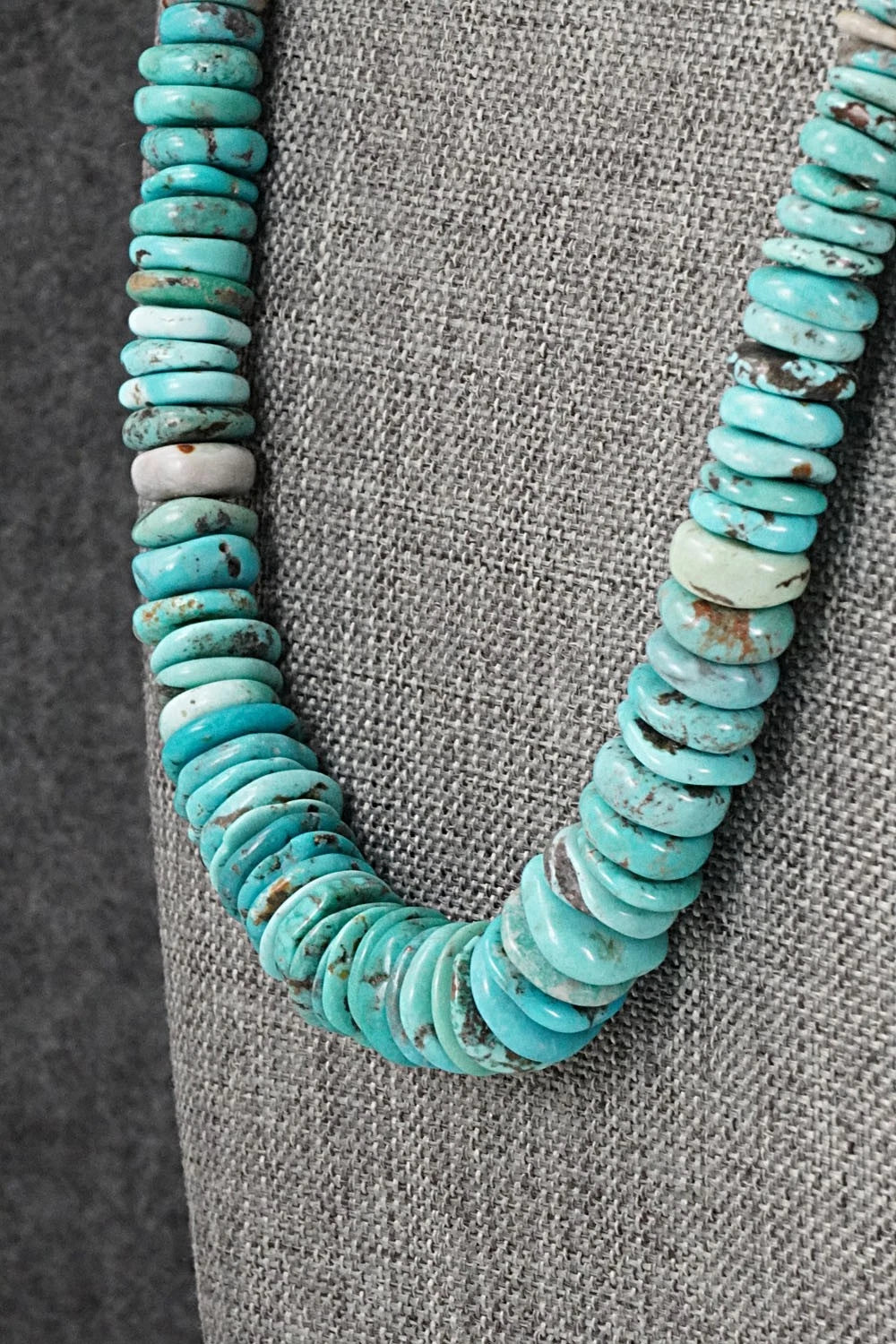Turquoise & Sterling Silver Necklace 22" - Doreen Jake