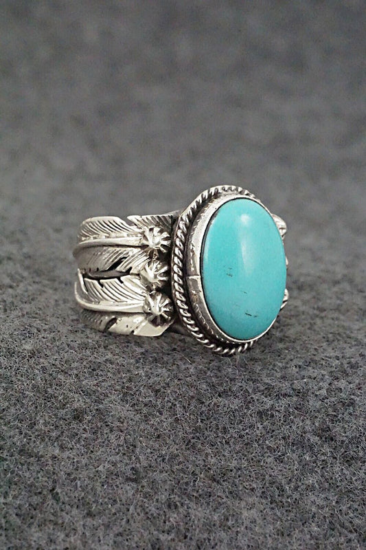 Turquoise & Sterling Silver Ring - Bobby Platero - Size 8