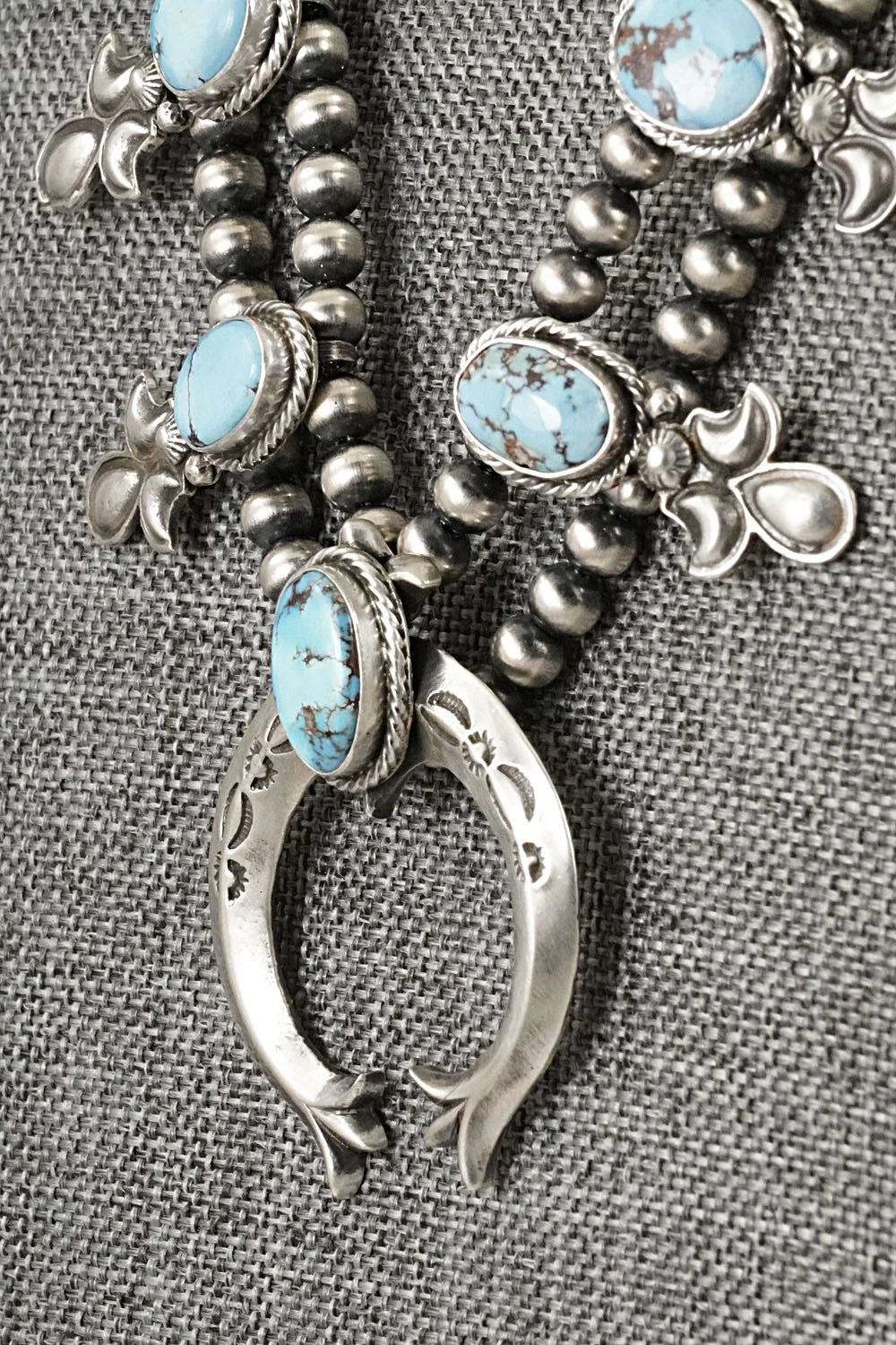Turquoise & Sterling Silver Squash Blossom Set - Adrienne Gordon