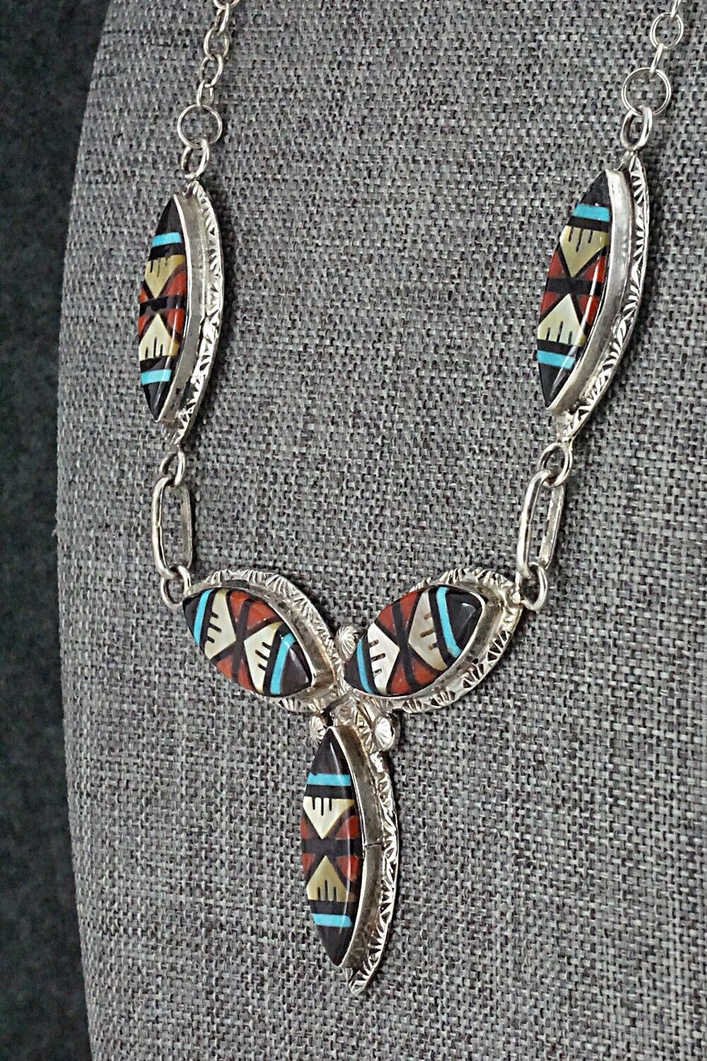 Multi-Stone & Sterling Silver Inlay Necklace Set - Leslie Lamy