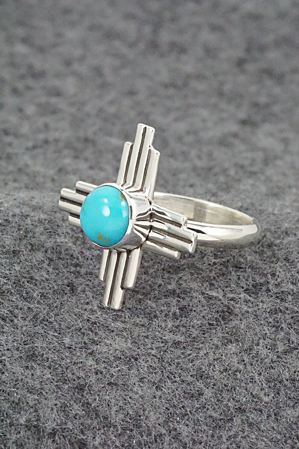 Turquoise and Sterling Silver Ring - Raymond Coriz - Size 8