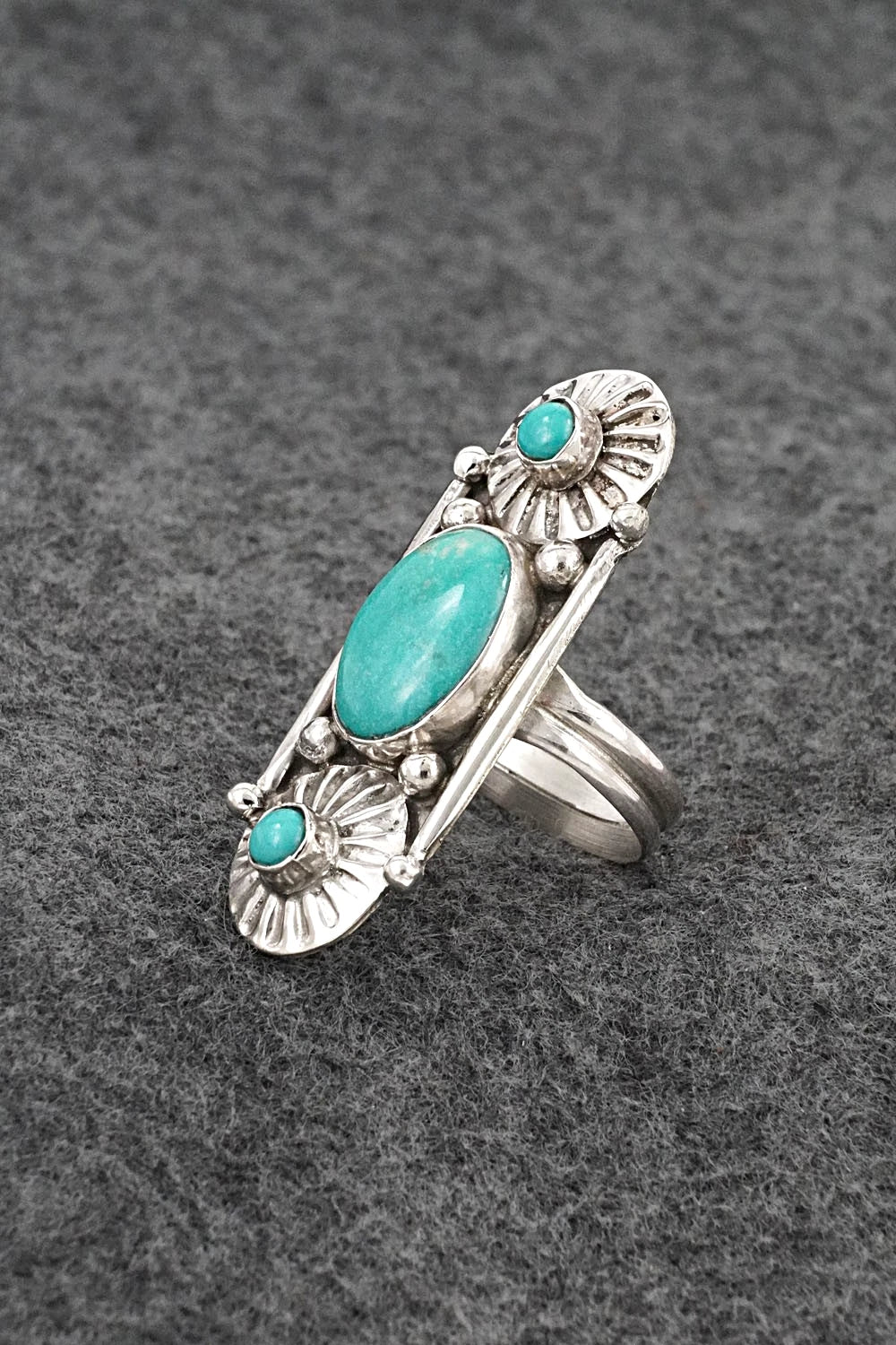 Turquoise & Sterling Silver Ring - Priscilla Reeder - Size 7.5