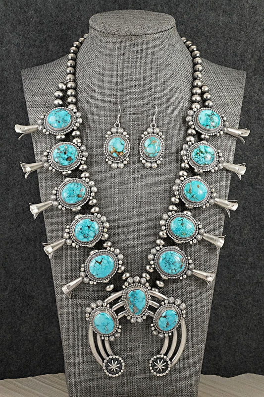 Turquoise & Sterling Silver Squash Blossom Set - Tom Lewis