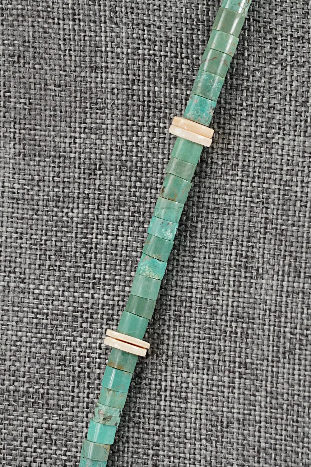 Turquoise & Sterling Silver Bear Zuni Fetish Necklace - Andres Quandelacy