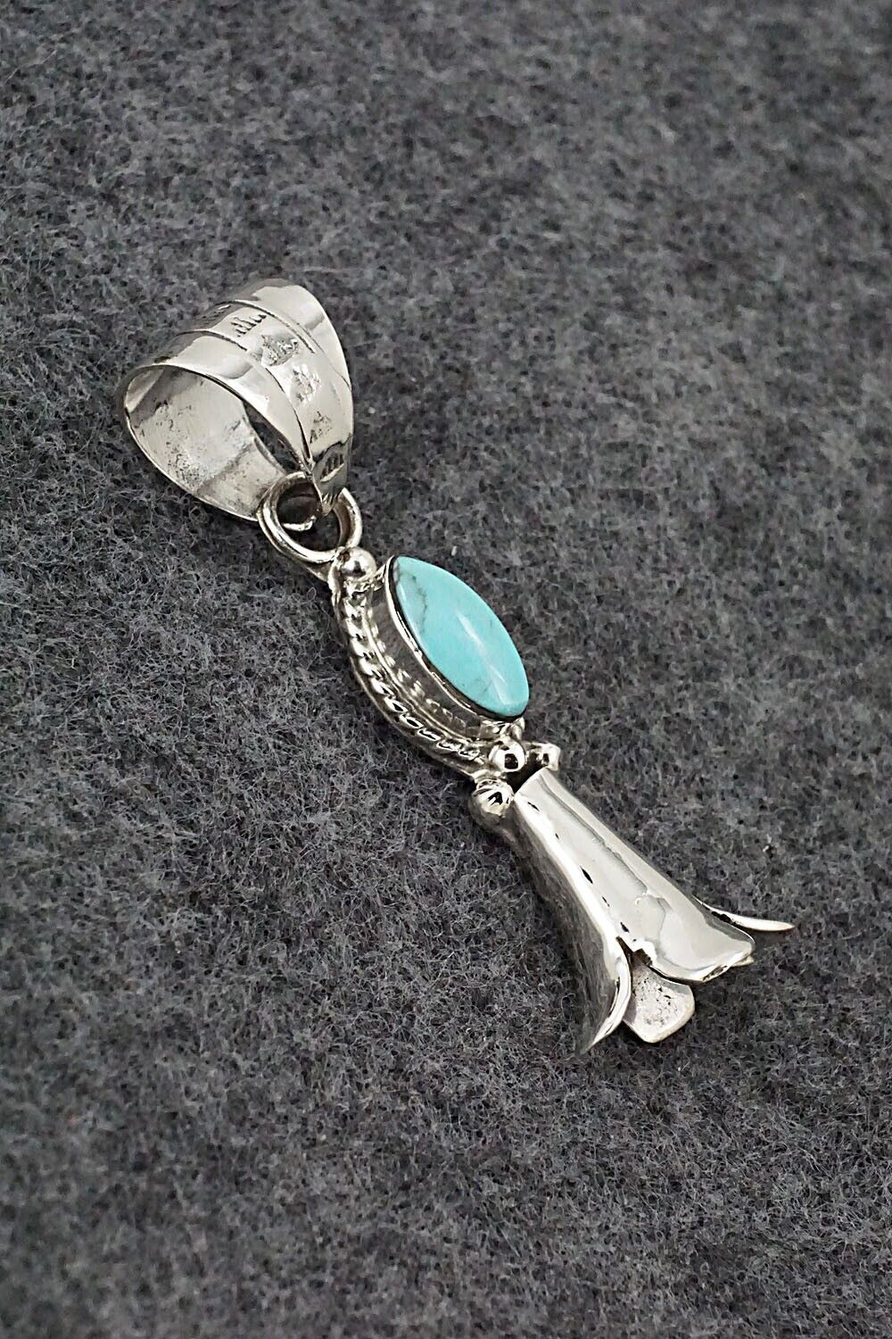 Turquoise & Sterling Silver Pendant - Sonyei Coho