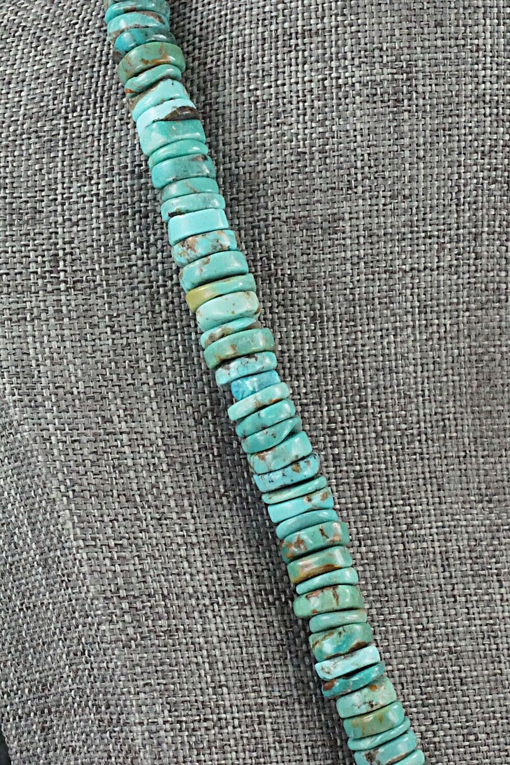 Turquoise & Sterling Silver Necklace 18" - Doreen Jake