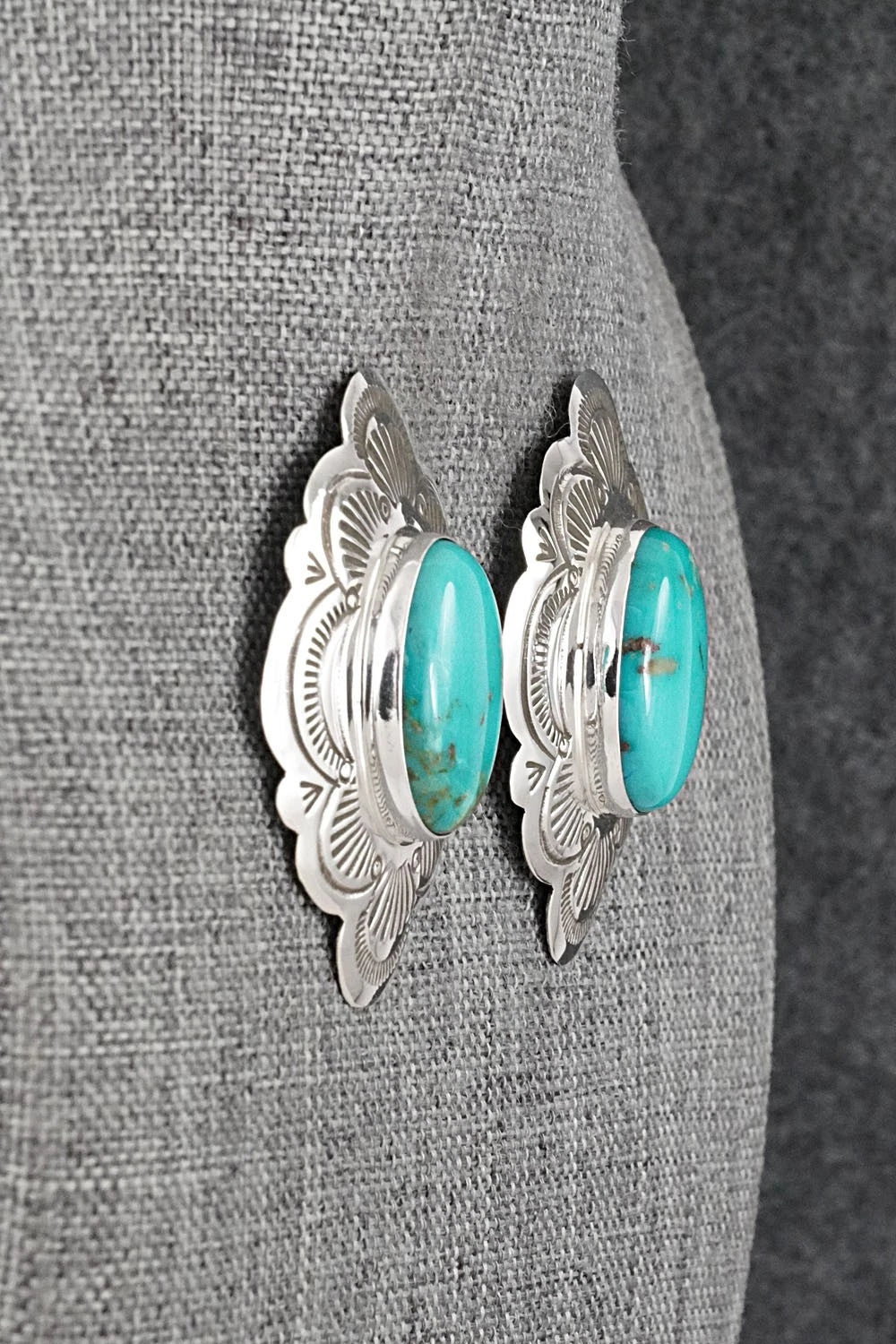 Turquoise & Sterling Silver Earrings - Arnold Blackgoat