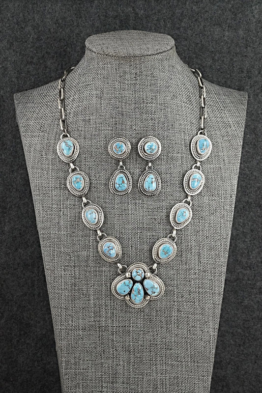 Turquoise & Sterling Silver Necklace and Earrings Set - Kathleen Livingston