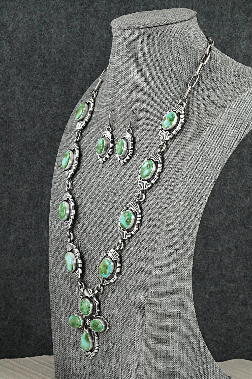 Turquoise & Sterling Silver Necklace and Earrings Set - Jackson Hoskie