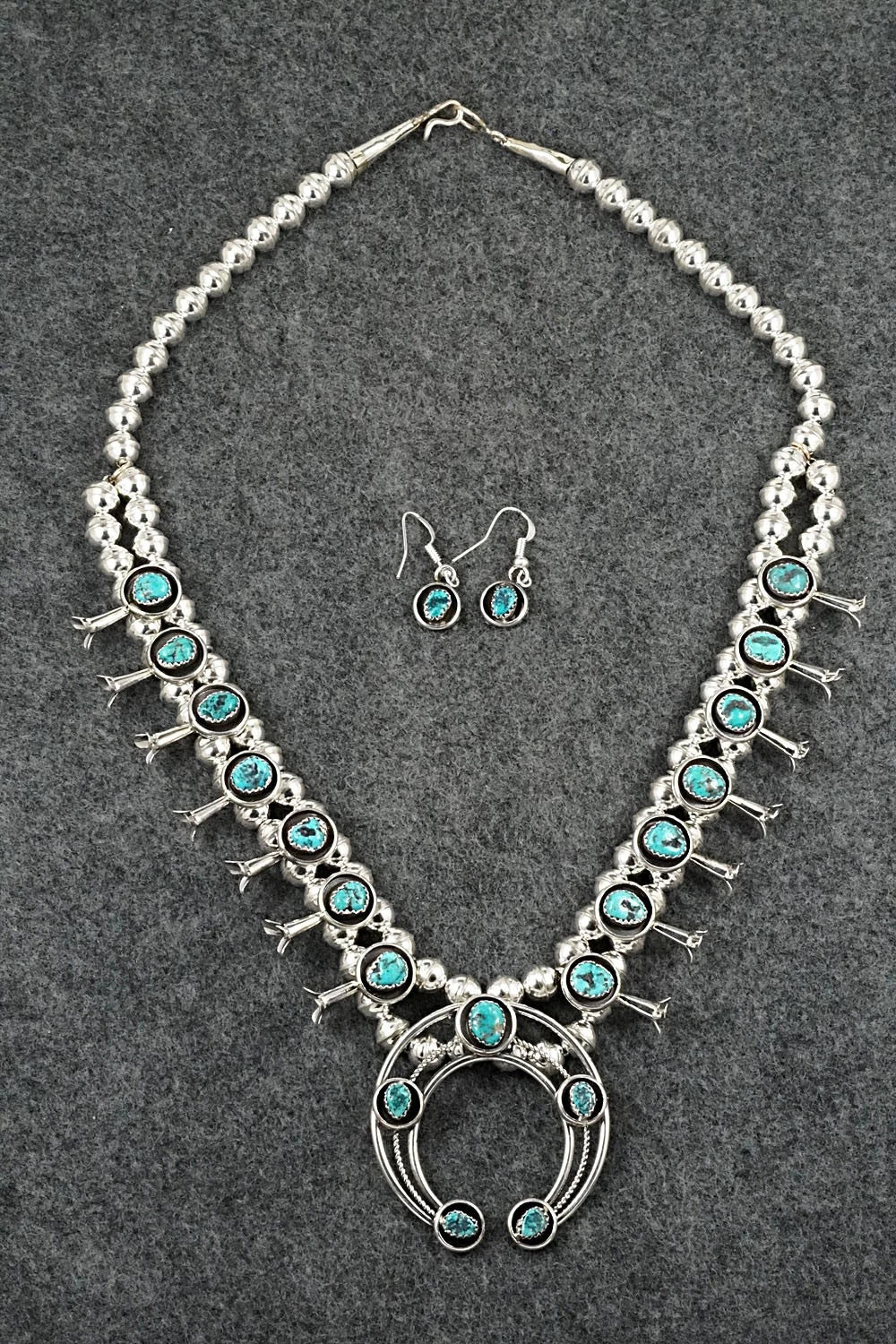 Turquoise & Sterling Silver Squash Blossom Set - Phil Garcia