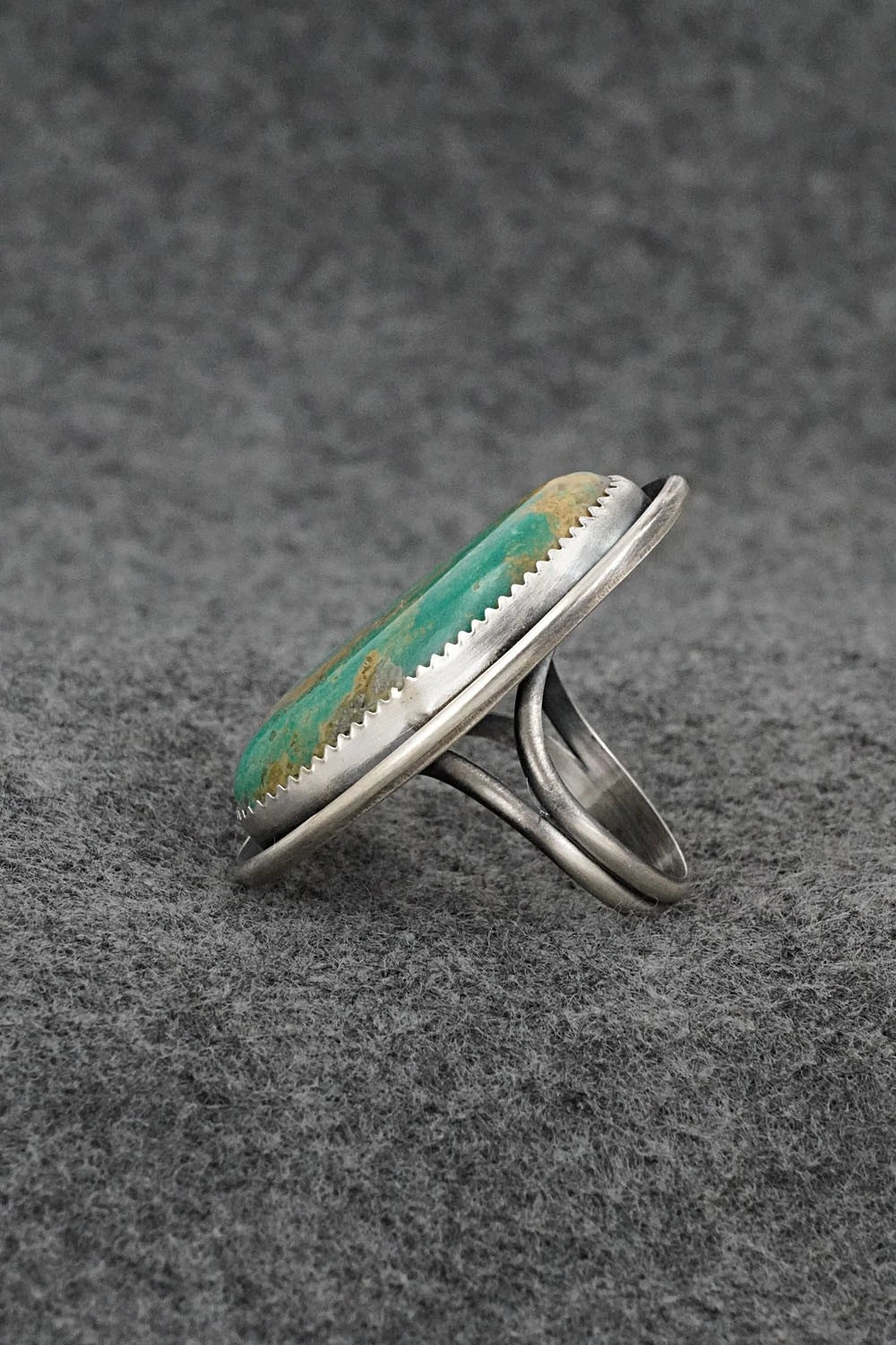 Turquoise & Sterling Silver Ring - Leslie Nez - Size 8.5