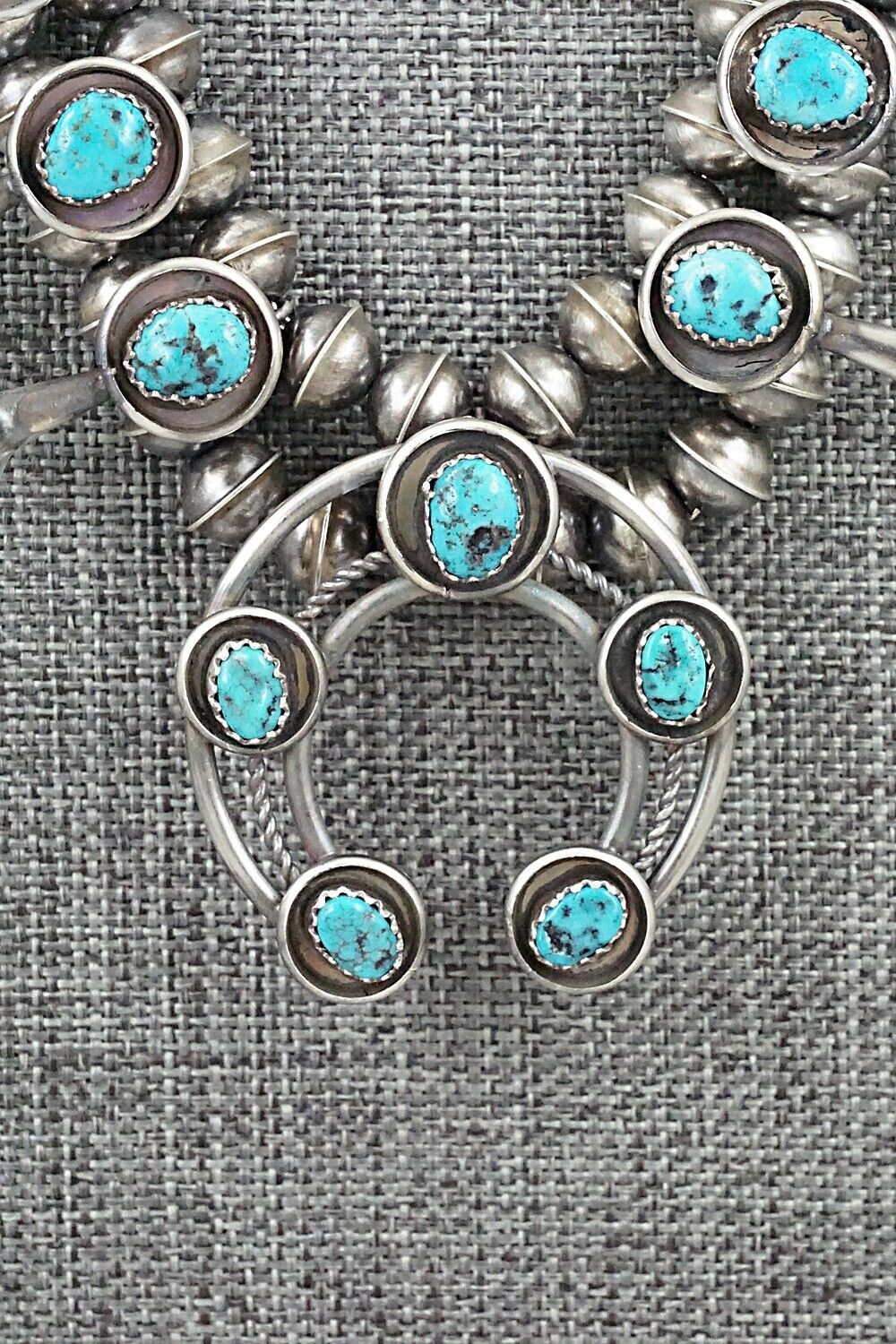 Turquoise & Sterling Silver Mini Squash Blossom Set - Phil Garcia