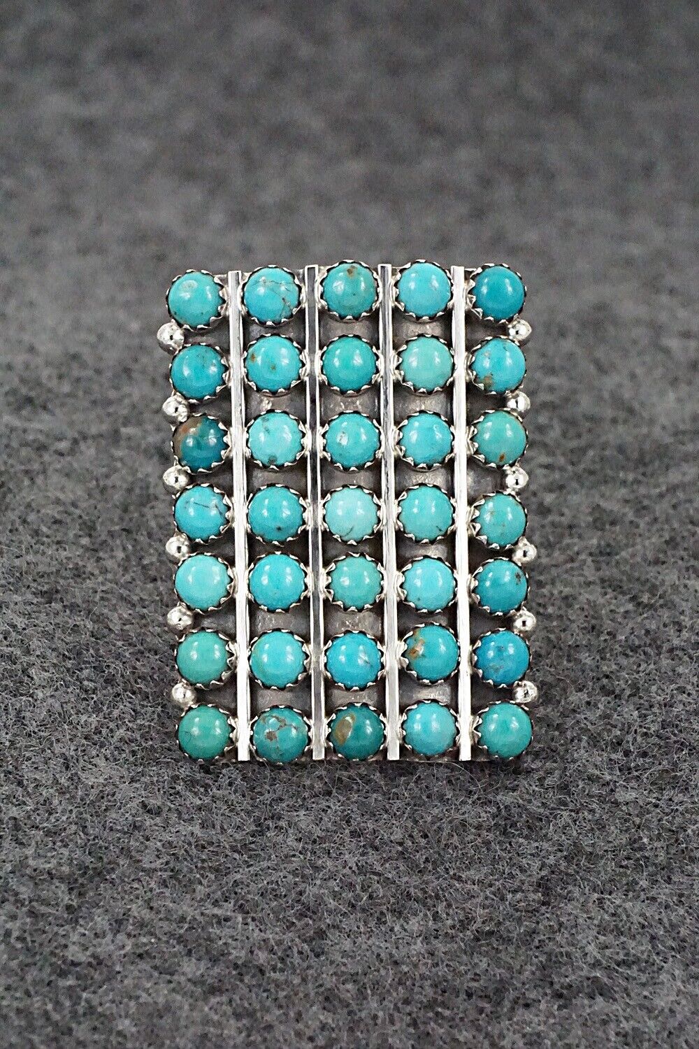 Turquoise & Sterling Silver Ring - Kenny Lonjose - Size 6.75