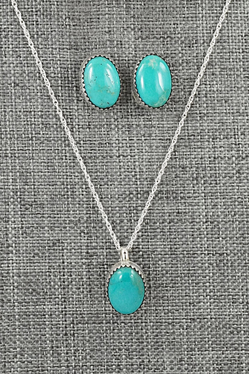 Turquoise & Sterling Silver Necklace Set - Murray Hannaweeka