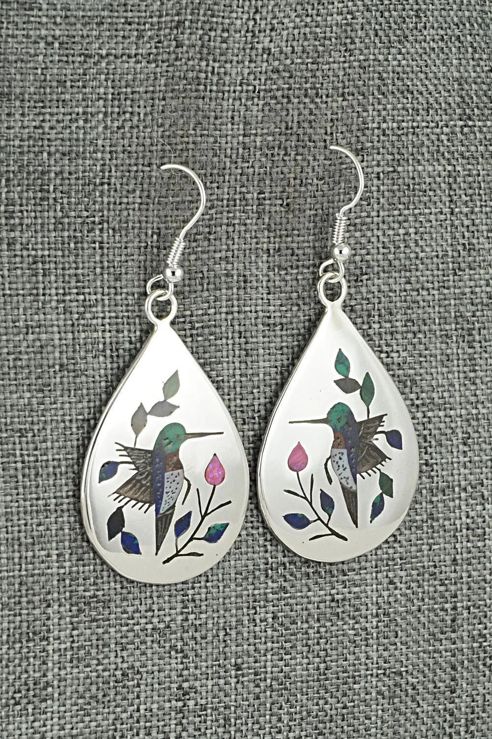 Multi-Stone Inlay & Sterling Silver Earrings - Raymond Boyd