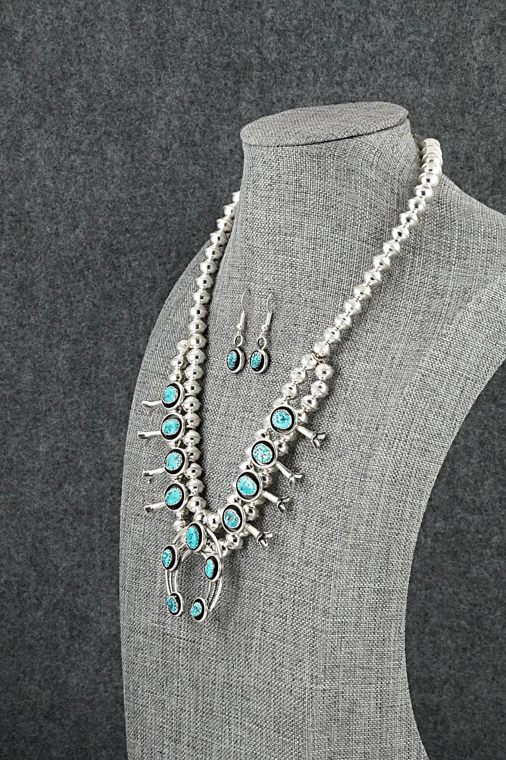 Turquoise & Sterling Silver Squash Blossom Set - Phil Garcia
