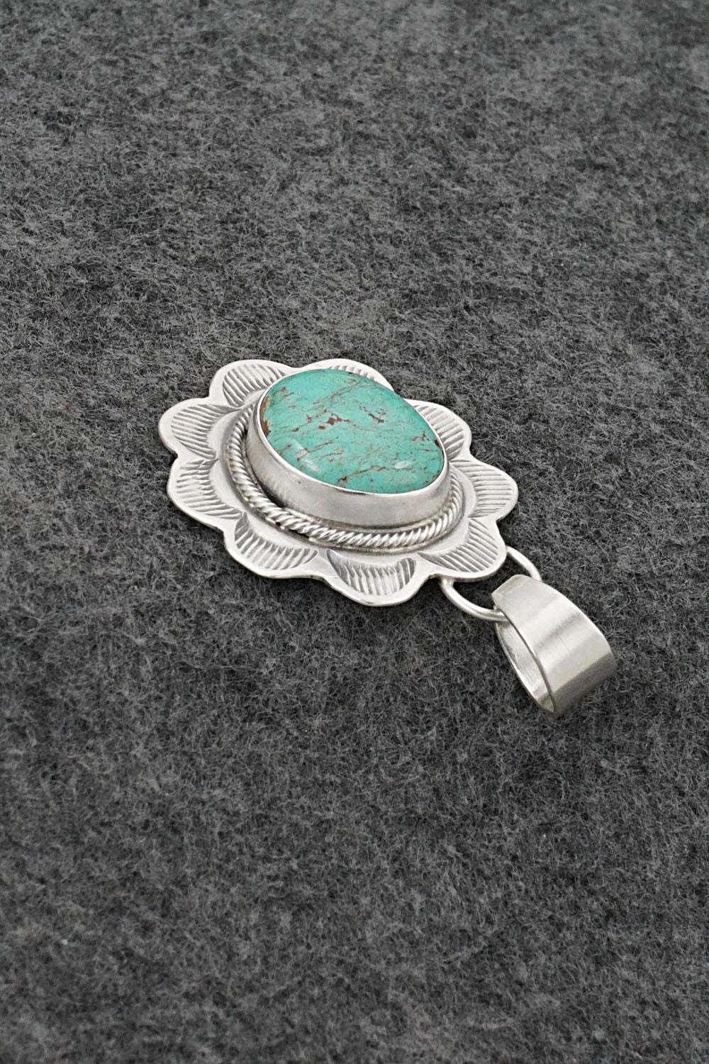 Turquoise & Sterling Silver Pendant - Cordell Platero