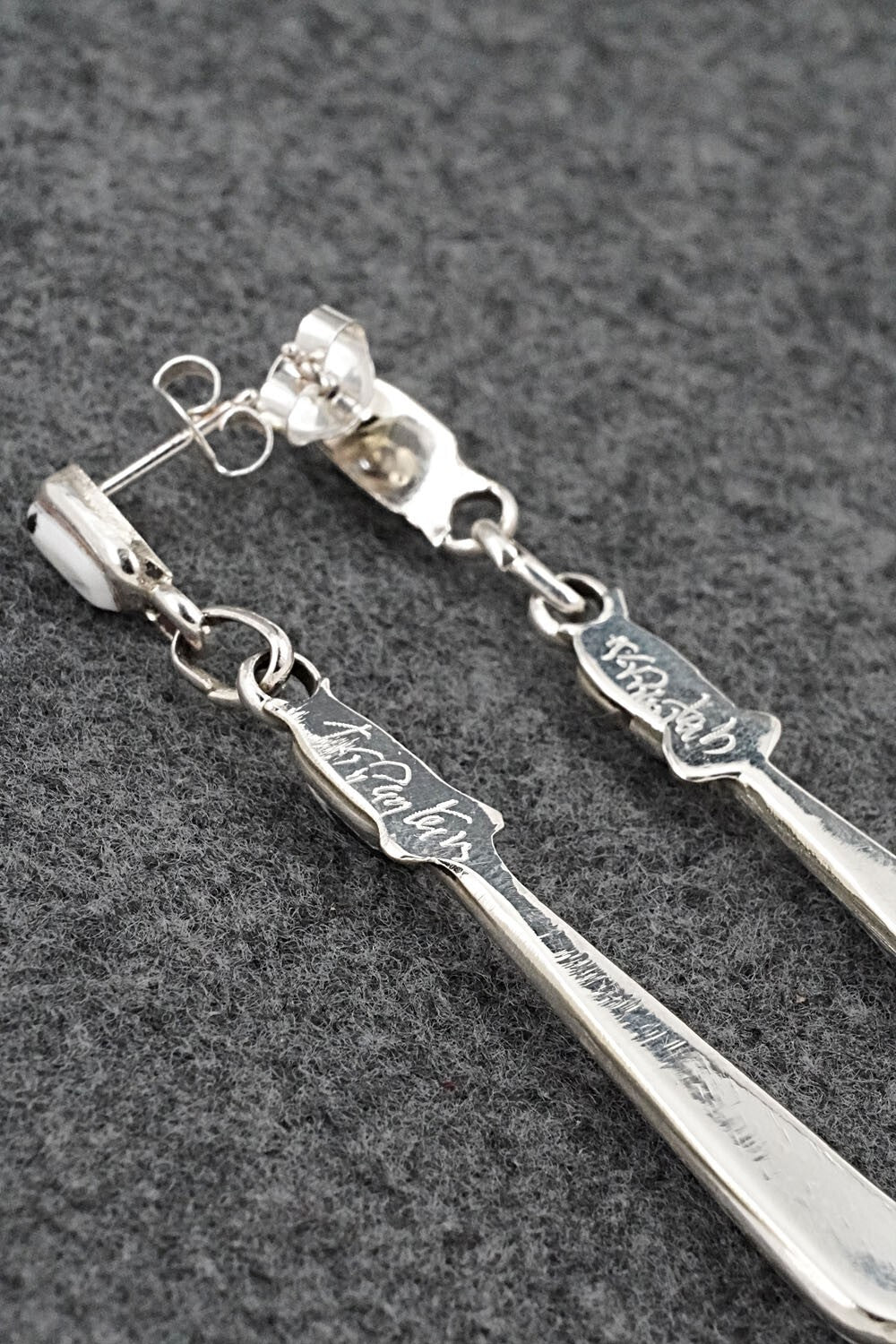 White Buffalo & Sterling Silver Earrings - Terrance Panteah