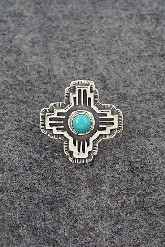 Turquoise and Sterling Silver Ring - Hiram Largo - Size 8.25