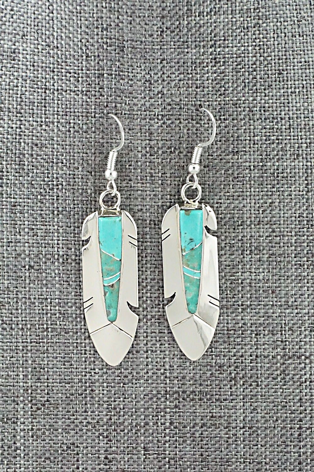 Turquoise & Sterling Silver Inlay Earrings - Marilyn Yazzie