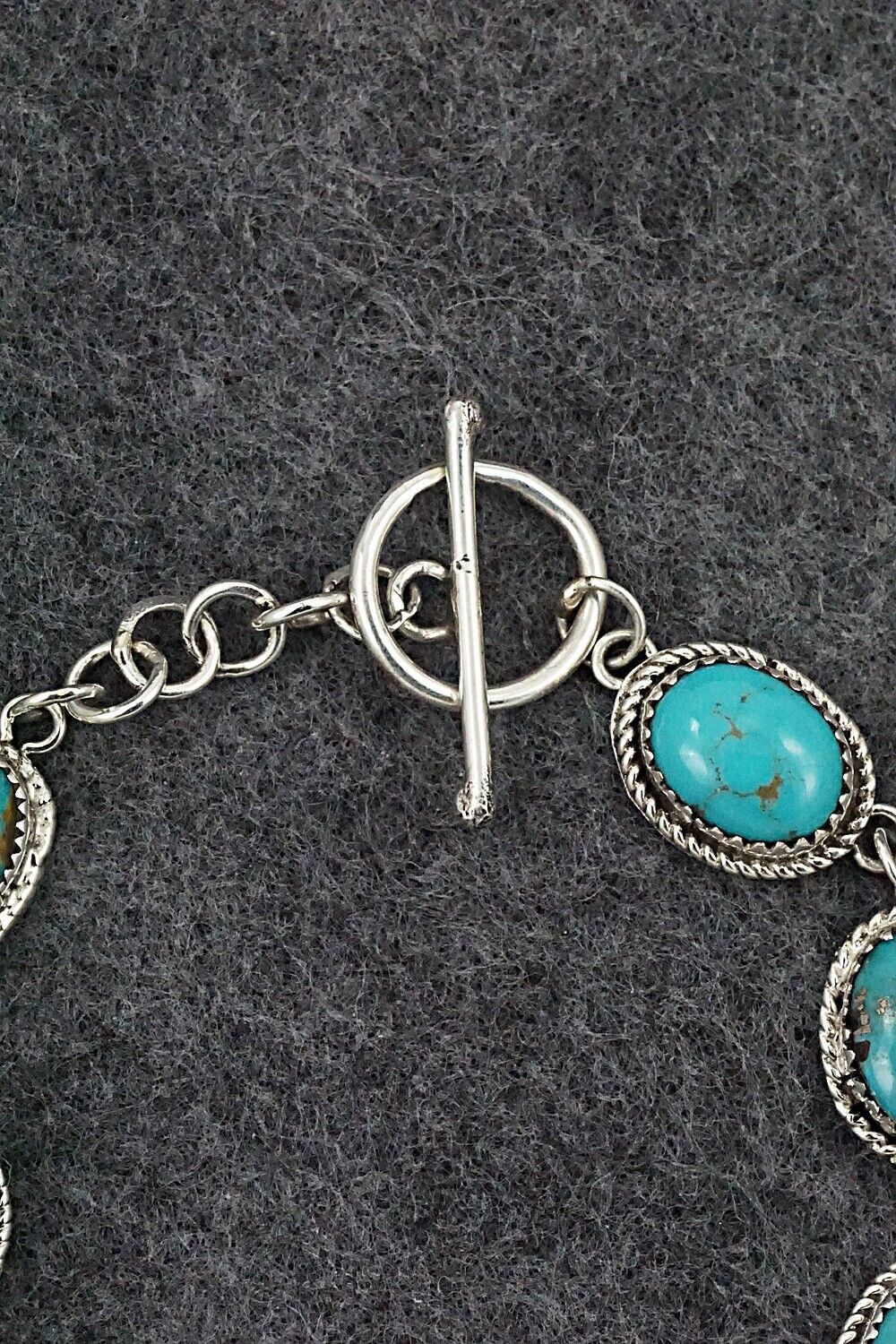 Turquoise & Sterling Silver Link Bracelet - Ernest Hawthorne