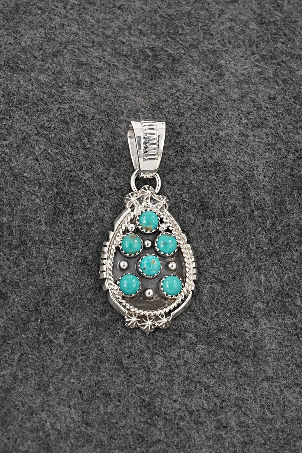 Turquoise & Sterling Silver Pendant - Kenny Lonjose