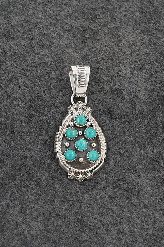 Turquoise & Sterling Silver Pendant - Kenny Lonjose